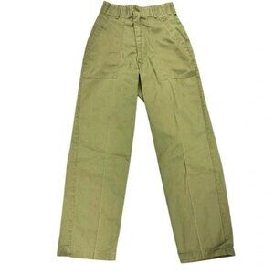 Vintage Military Green High-Waisted Durable Press Trousers 26 X 29